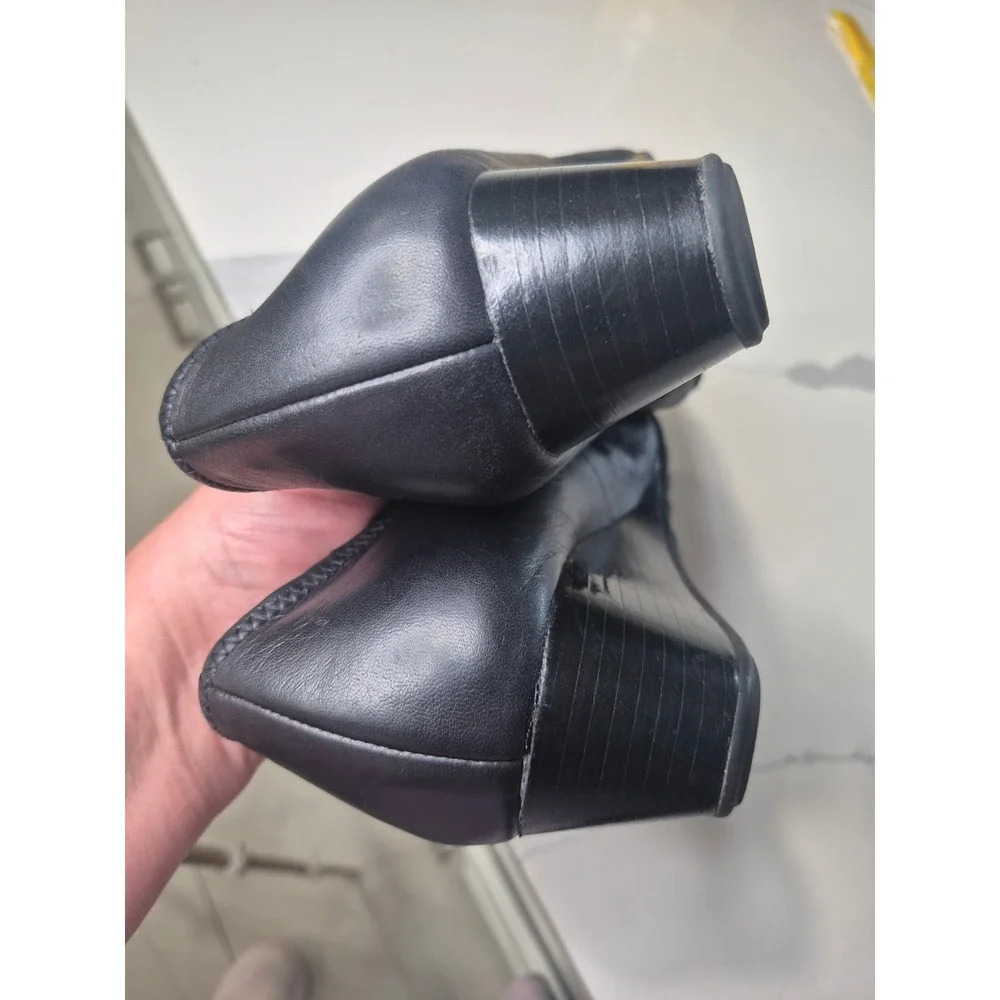 Cole Haan Grand.OS Women Black‎ Leather Quilted Wedge Pumps Bow Detail Round Toe